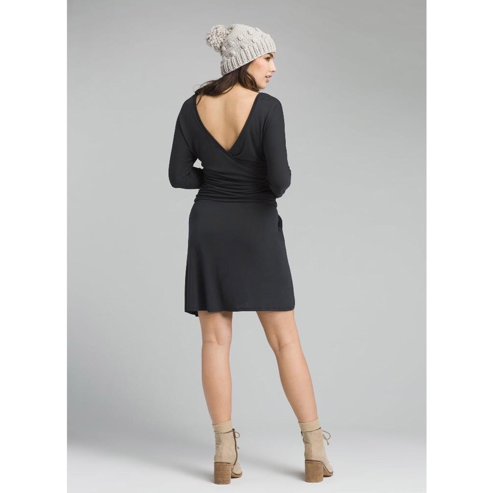 Prana Black Backless Simone V-Back Long Sleeve Dress